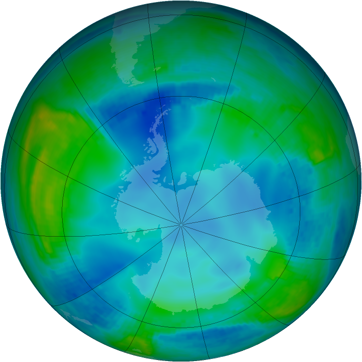 Antarctic ozone map for 28 May 2000
